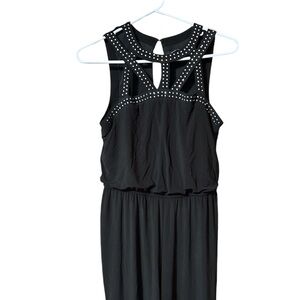 Chic Black Sleeveless Jumpsuit with Studded Details size 4